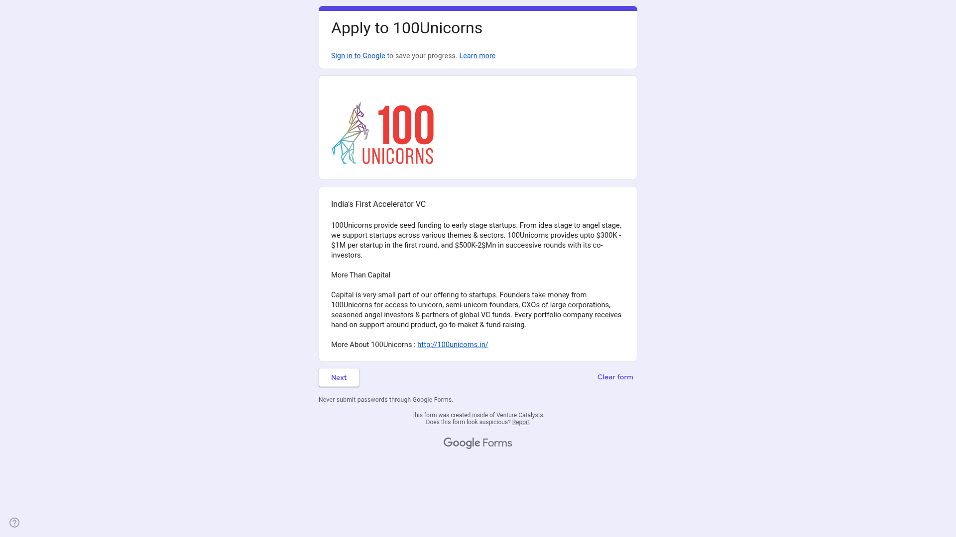 VC Funding Application Links and Details