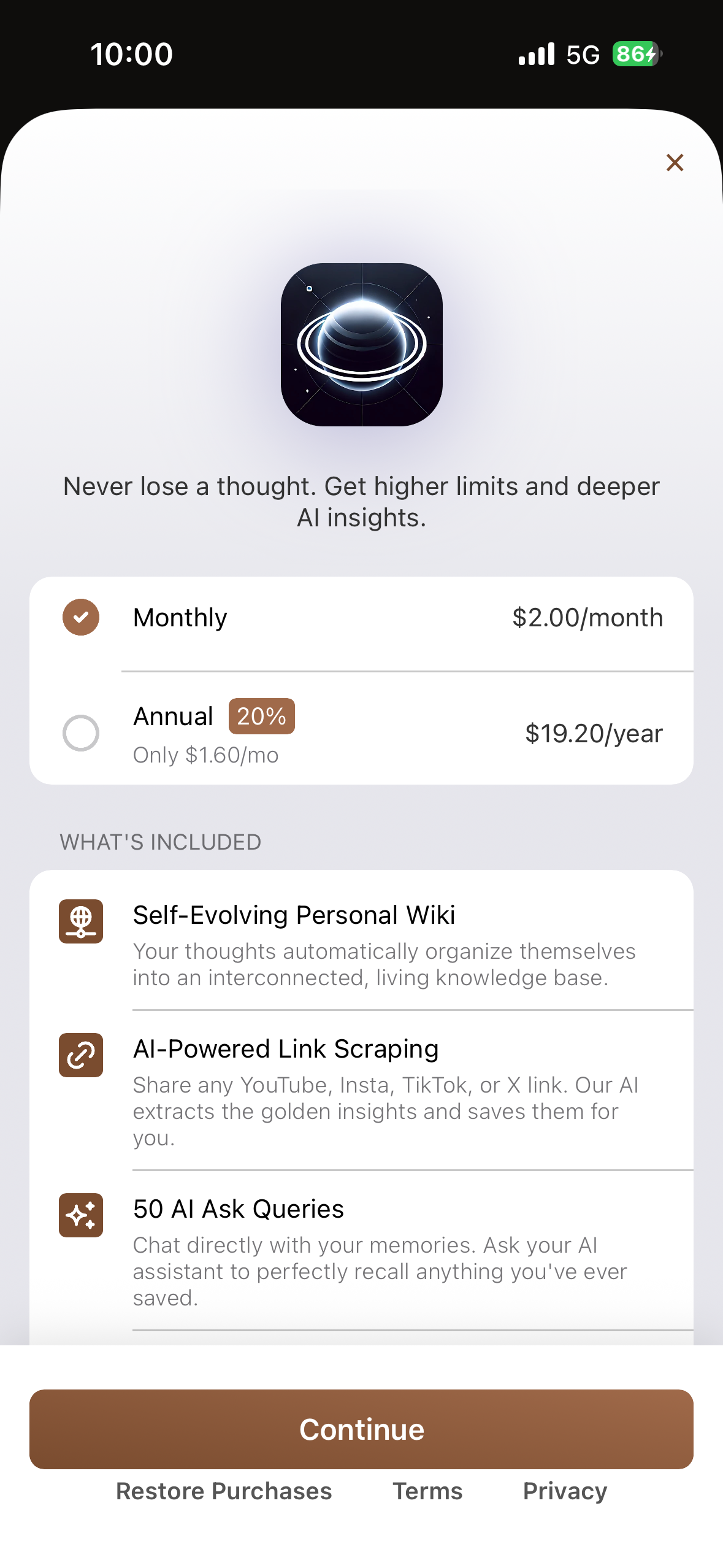 Hindsight App Features and Subscription Options